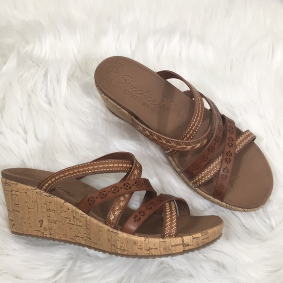 Skechers Shoes - Skechers Luxe Foam Sandal Brown Tan Gold NEW